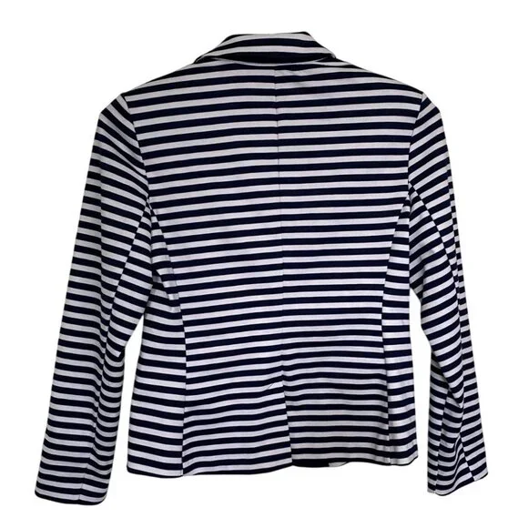 George Navy & White Striped Blazer Jacket Size 8 Nautical Office Core Academia - Picture 2 of 11